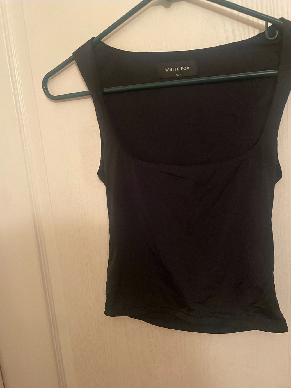 White Fox Black Scoop Neck crop Top